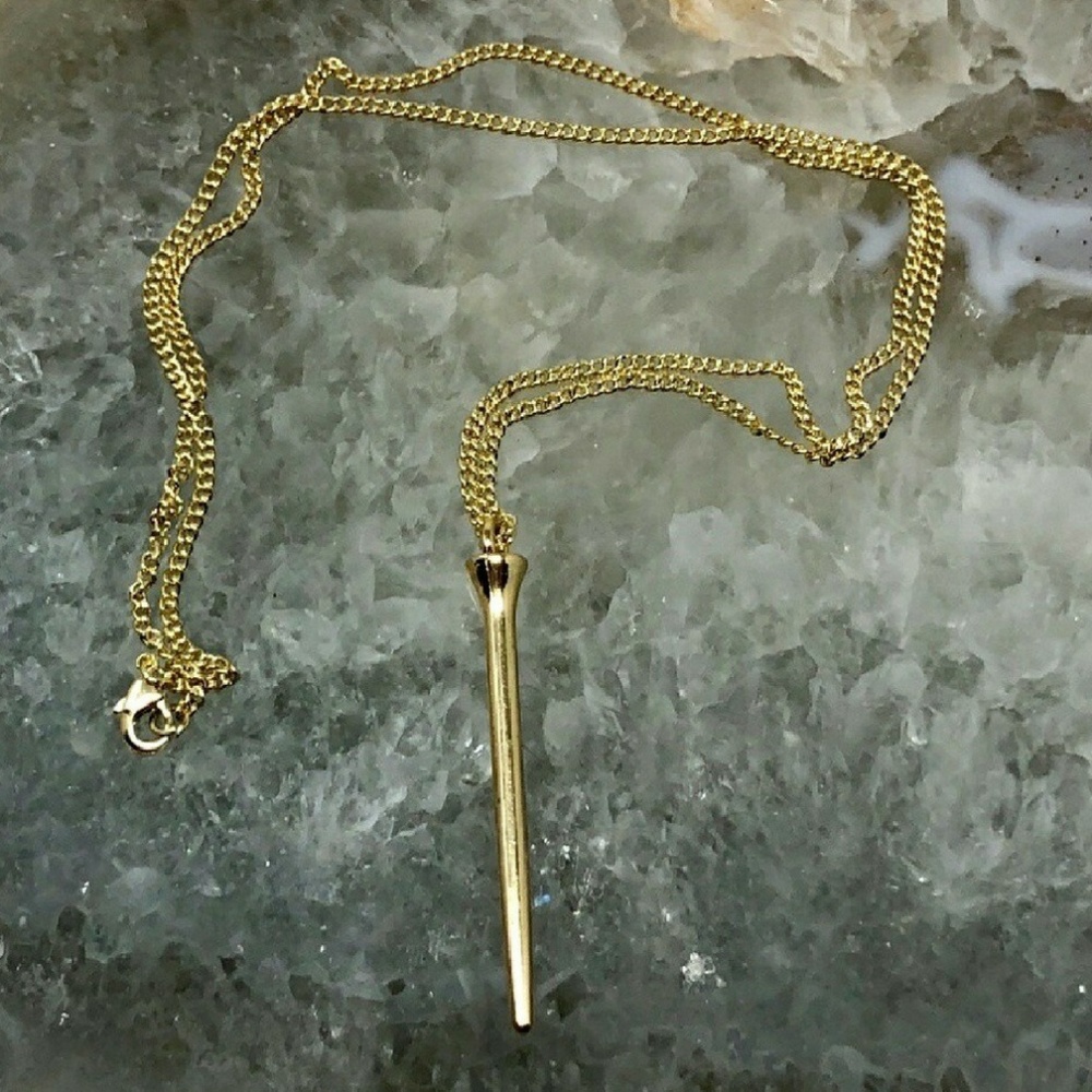 NWT Sterling Silver Spike Minimal Necklace 22" Chn - Picture 5 of 6